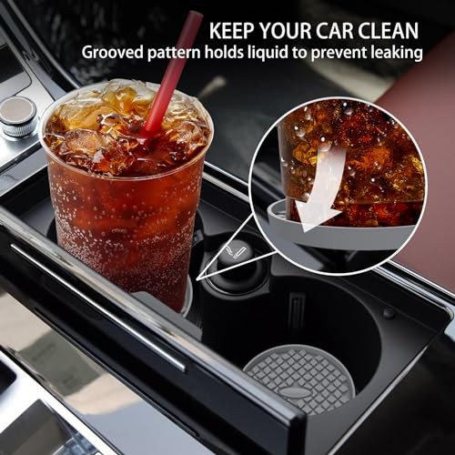 Car Cup Coasters [4 Pack] Silicone Car Coasters/Cup Mats, Non 4 Pack-deep Grey