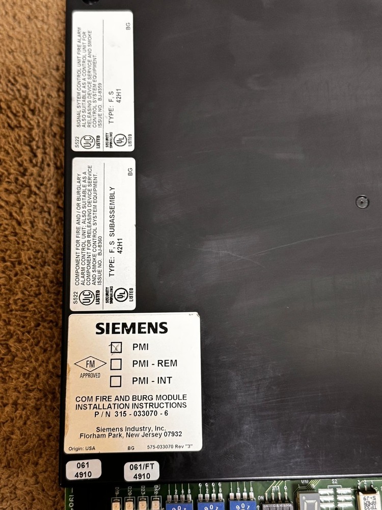 Siemens / Machine Interface Fire Alarm Panel / PMI / 315-033070-6