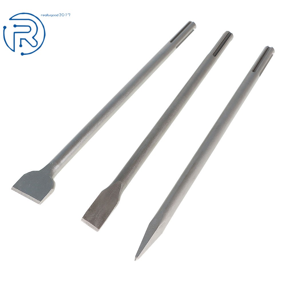 3 Pack Durable 16" SDS Max Bits Set Long-Point Chisel Flat Chisel Scaling Chisel