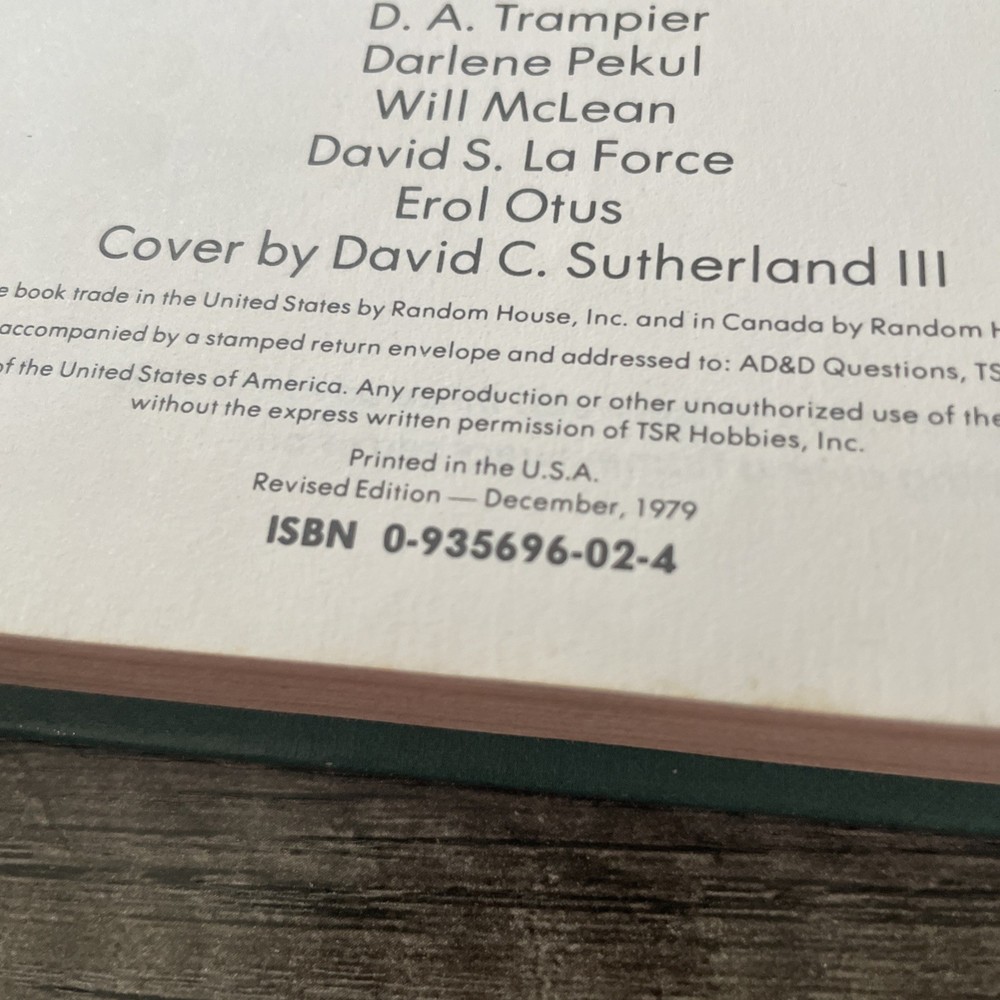 Offical Advanced Dungeon & Dragons Dungeon Masters Guide 1979 Revised Gygax