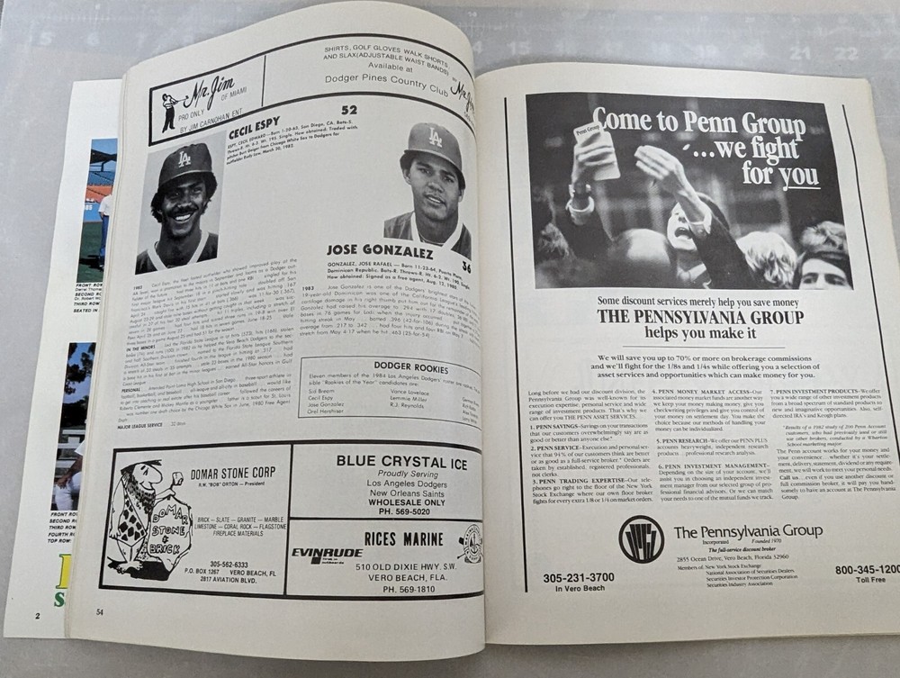Los Angeles Dodgers 1984 Spring Training Program