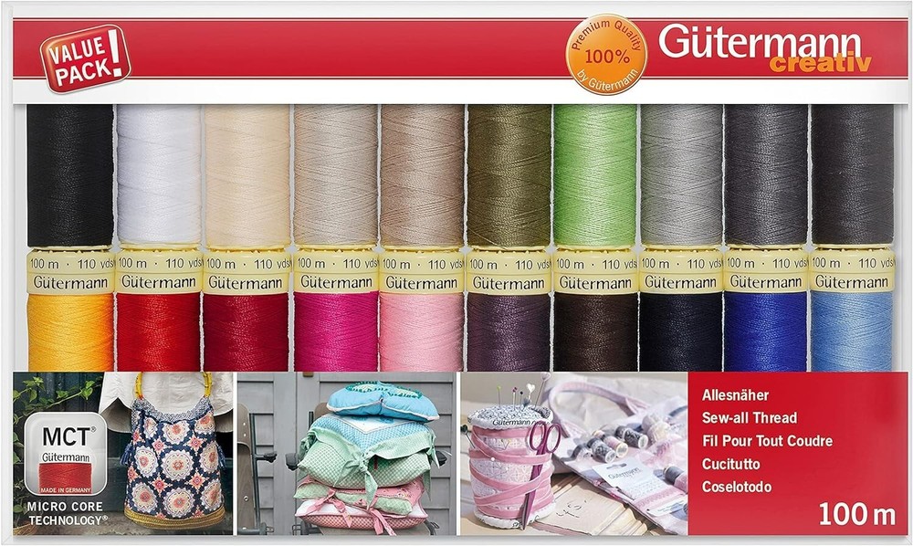 Gutermann Thread Set: Sew-All: 100m: Pack of 20, Assorted