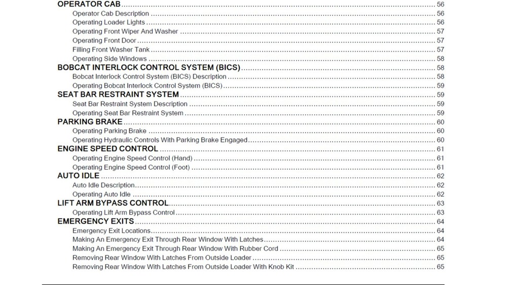 Bobcat S62 Skid Steer Loader Maintenance & Operation Manual (Reprint)