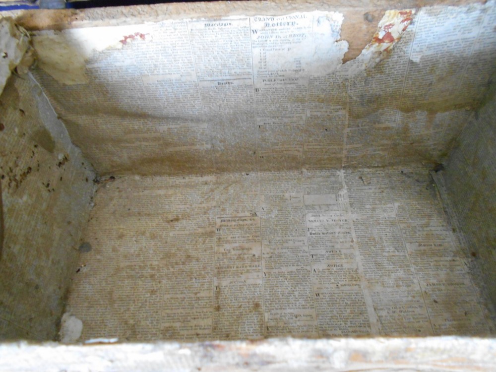 ANTIQUE PRIMITIVE HIDE COVERED DOME TOP TRAVELING TRUNK