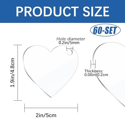 150pcs/180pcs/210pcs Acrylic Sublimation Keychain Bulk for Heart Shape*60set