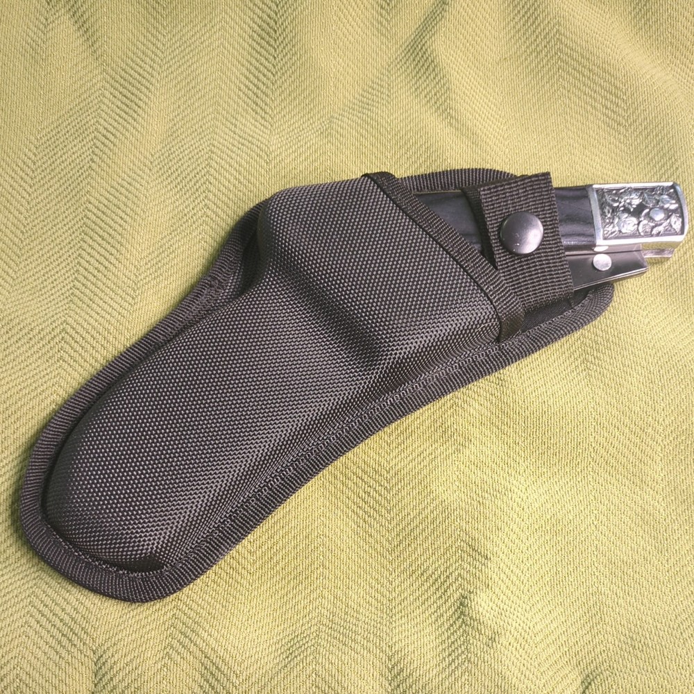 Valhalla Black Folding Sickle. Wooden Handle. Nylon case.