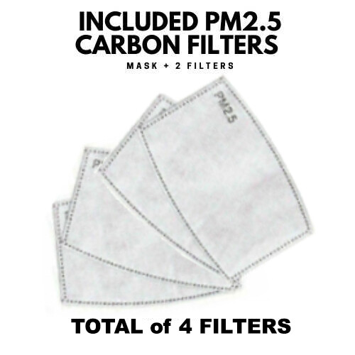 2 RED Reusable Washable Cloth Layered FACE MASK with 4 Carbon Filter PM2.5
