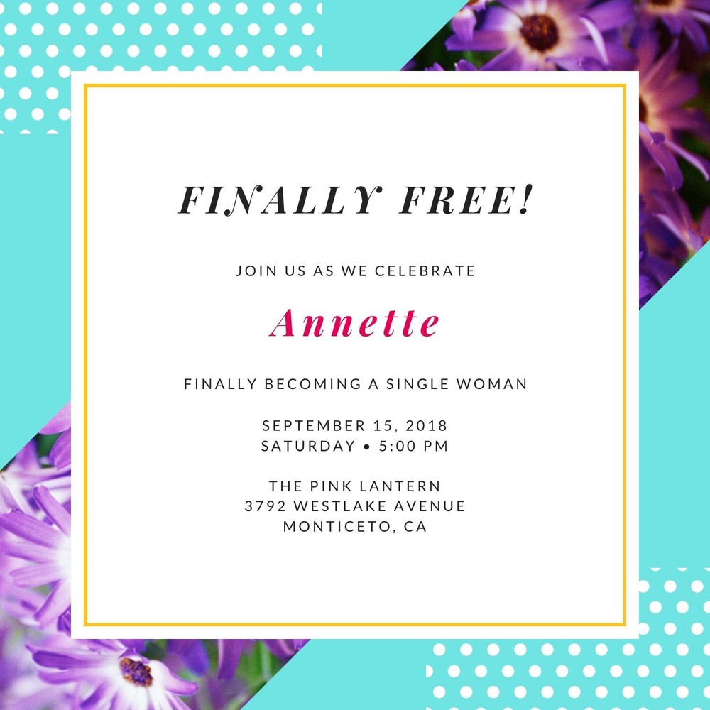 Customizable Divorce Single Party Invite Template #2 DIGITAL DOWNLOAD