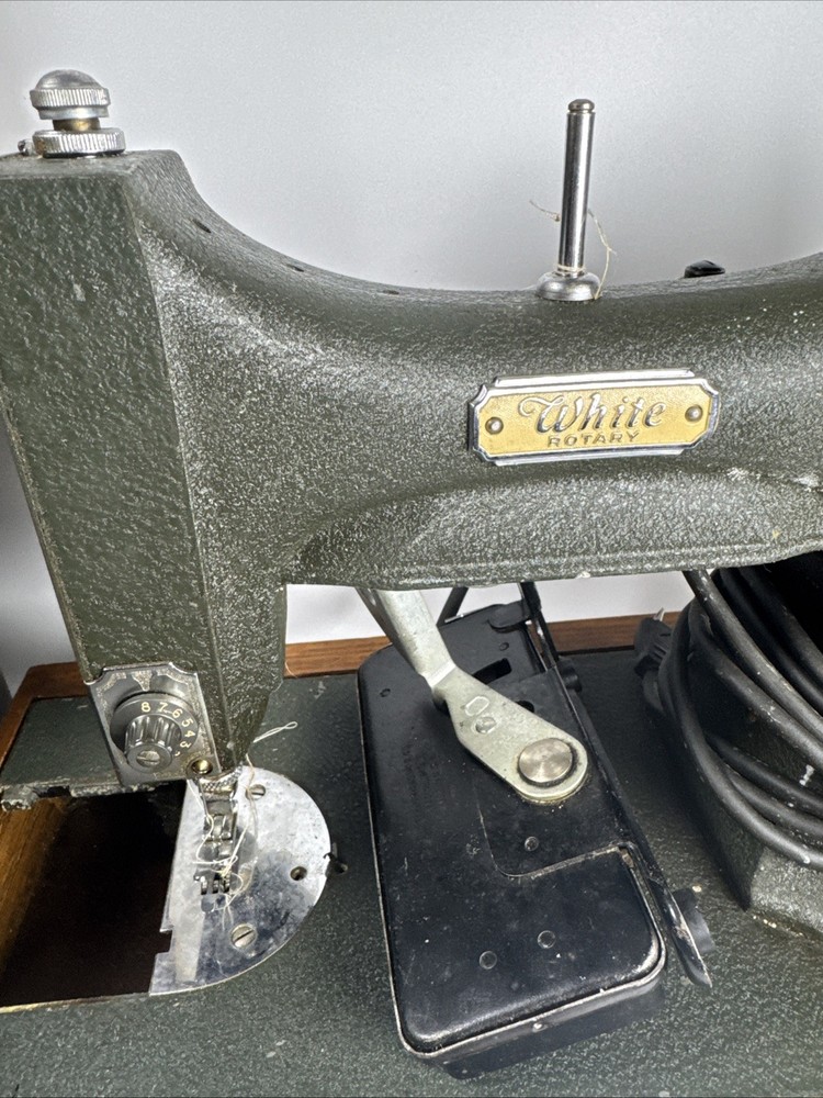Vintage White Rotary Sewing Machine w/ Case Untested