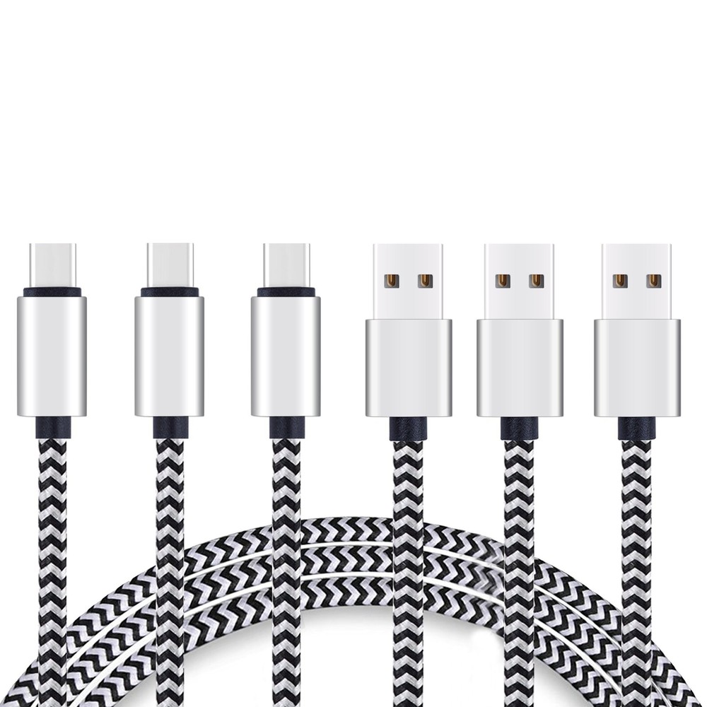 Ailun USB Type C Cable 10ft 3Pack Quick Sync (3-Pack), BlackWhite