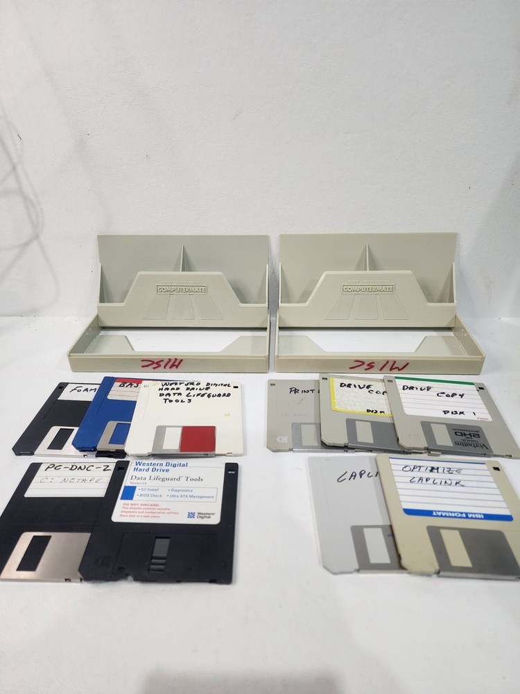 2 Computermate Floppy Disk Cases & 10 Misc 3.5 Floppy Disks