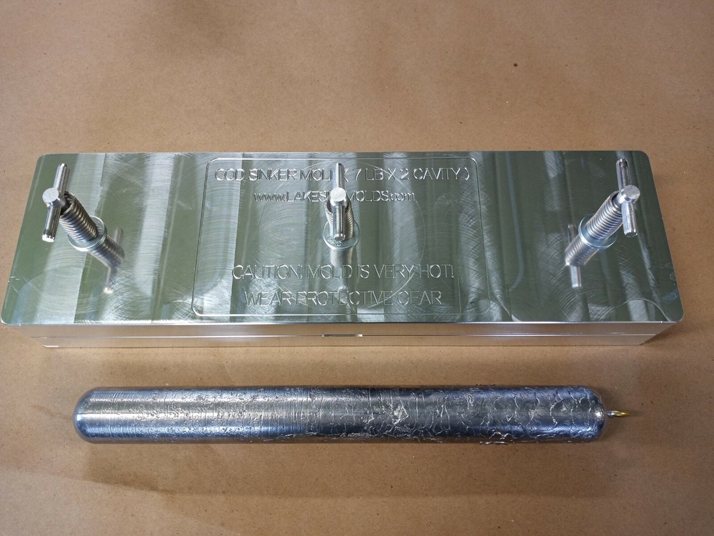 Cod Sinker / Deep Drop Weight Mold ( 2 Cavity ) 8# and 8# Aluminum CNC