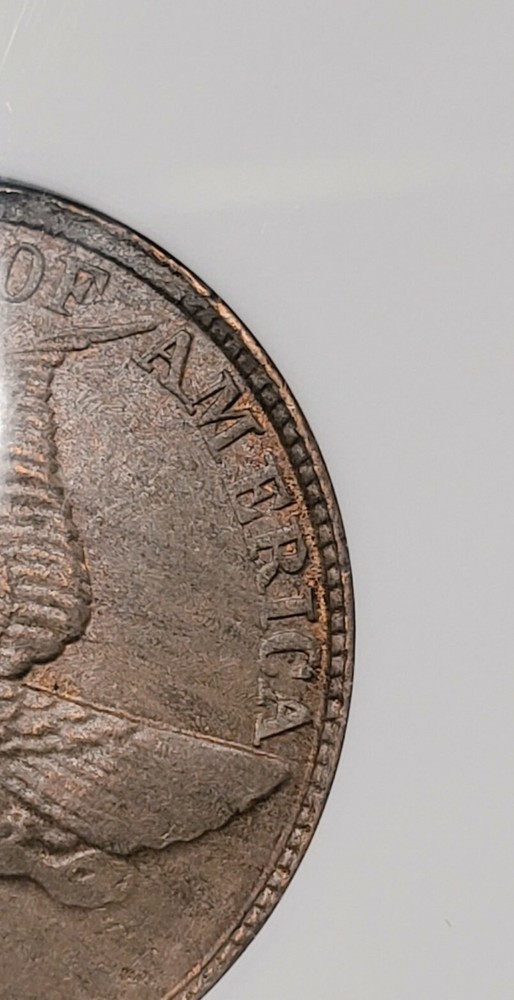 1857 P Flying Eagle Cent Penny Error ANACS AU55 Struck Through Grease Error Coin