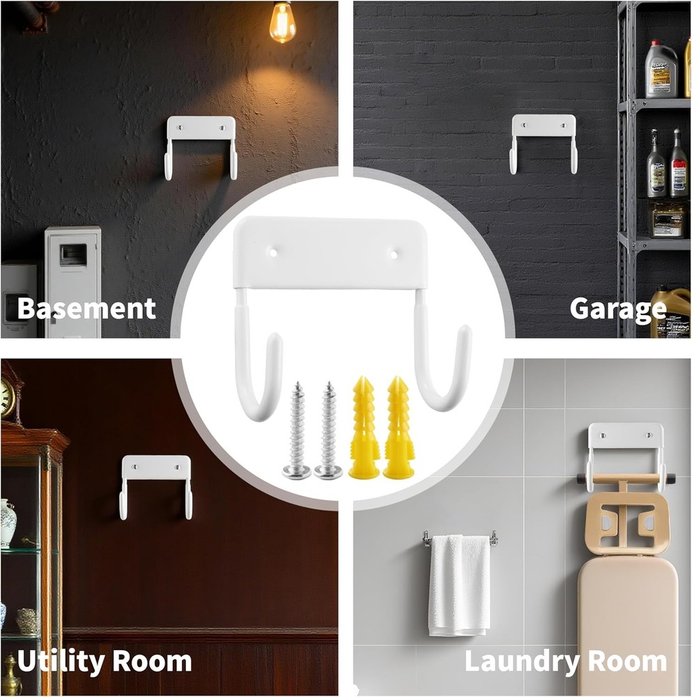 Ironing Board Holder, Sturdy and Space-Saving Small, White