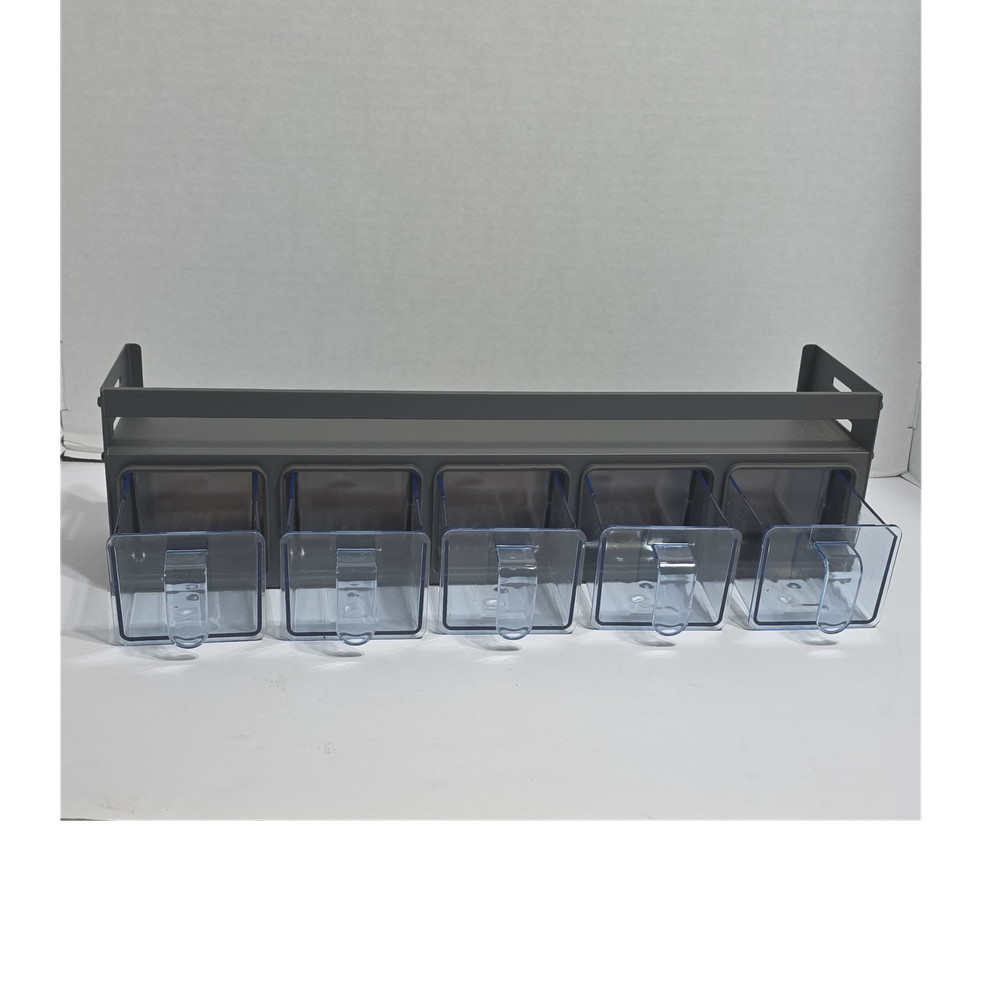 Wall Mounted 6-Compartment Storage Bin Organizer, Clear Flip-Front Bins Gray