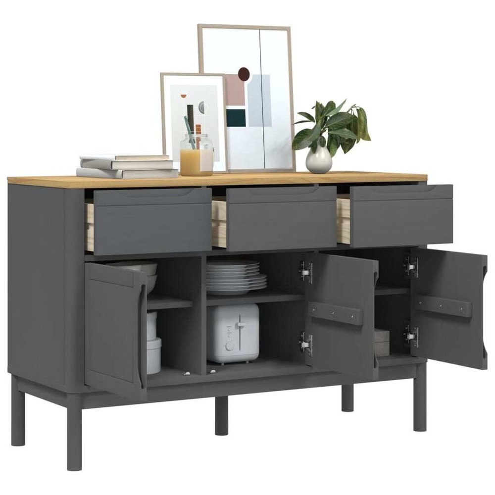 Sideboard Grey Solid pine wood, engineered wood Medium Sideboard