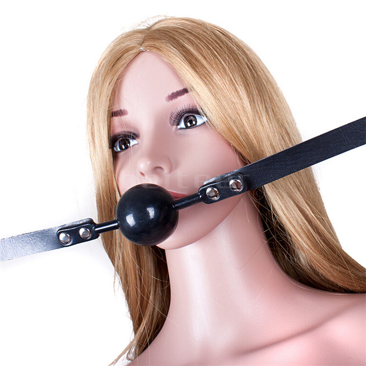 Binding PU Leather 48mm Large Solid Silicone Open Mouth Gags Oral Harness Lock
