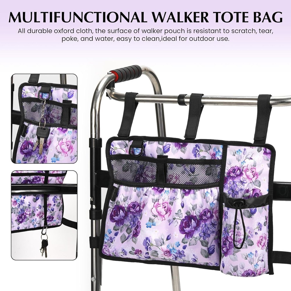 Walker Accessories for Folding Bag Walker Seniors Organizer Storage Pouch Cup...