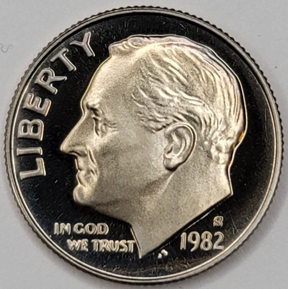 1982 S Gem Proof DCAM Roosevelt Dime - CN-Clad