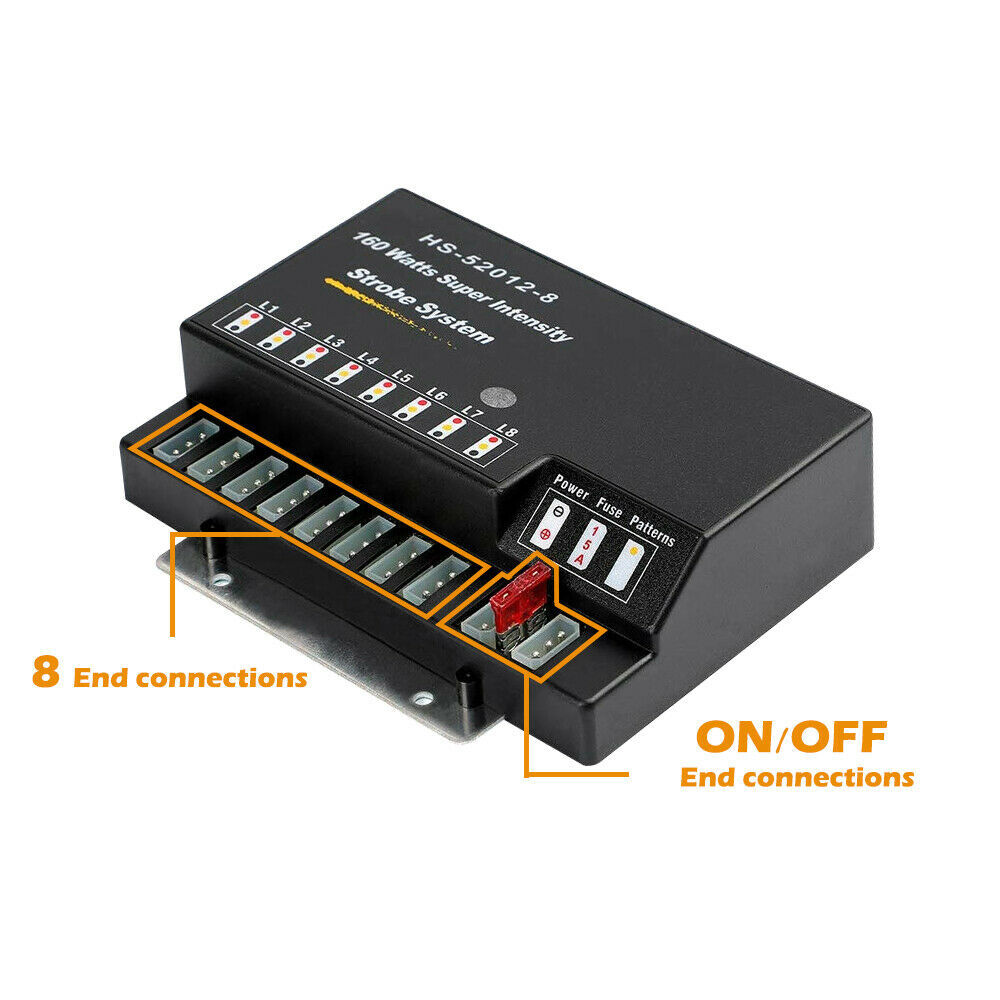 8 HID Bulbs Hide Away Emergency Strobe Light Headlight Kit Warning System WHITE