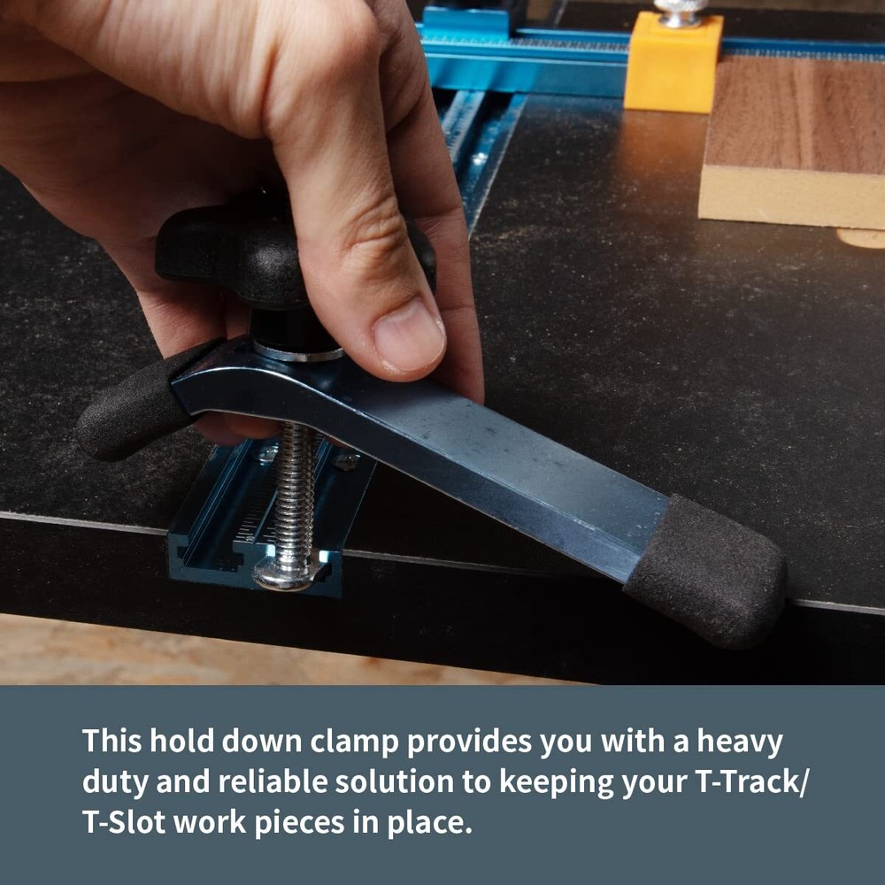 2 Pack, Blue Black 71168 T-Track Hold Down Clamp for Woodworking
