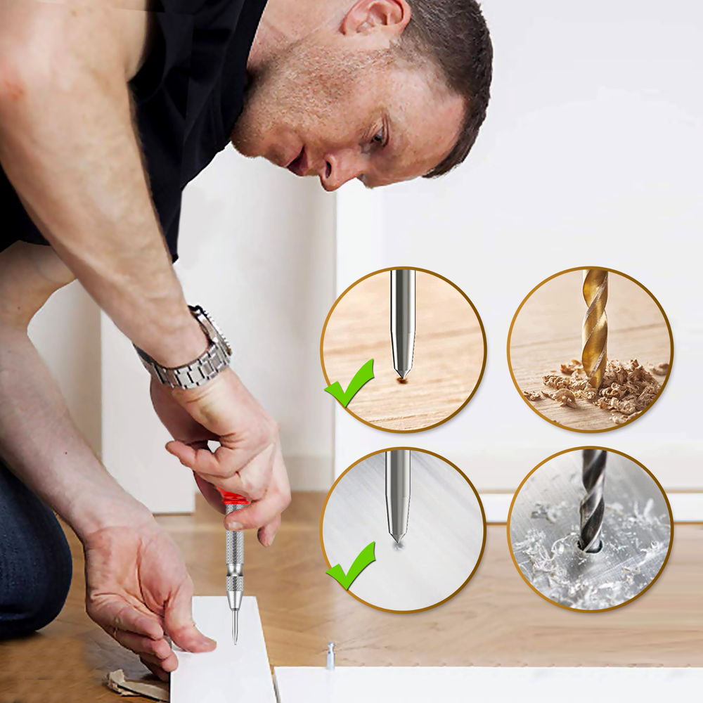 5 Inch Automatic Center Punch Adjustable Impact Spring Hole Drill Tool .