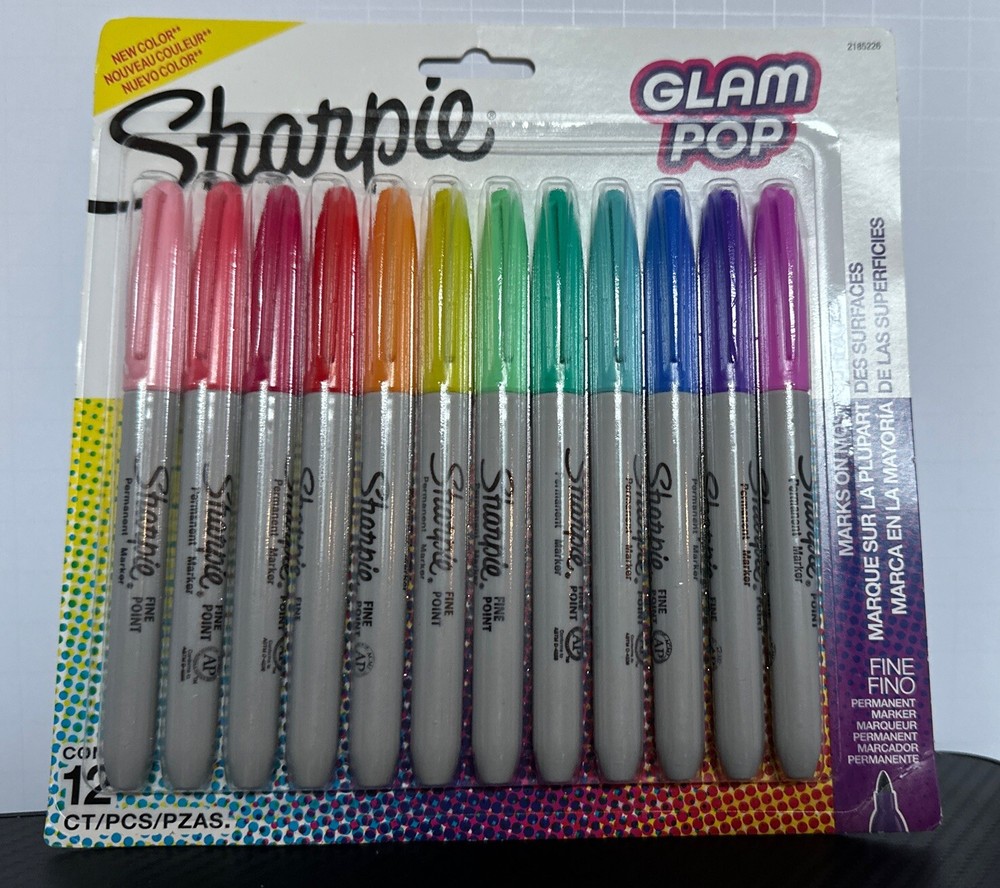 Sharpie Glam Pop Fine Point Permanent Markers 12/Pkg-Assorted