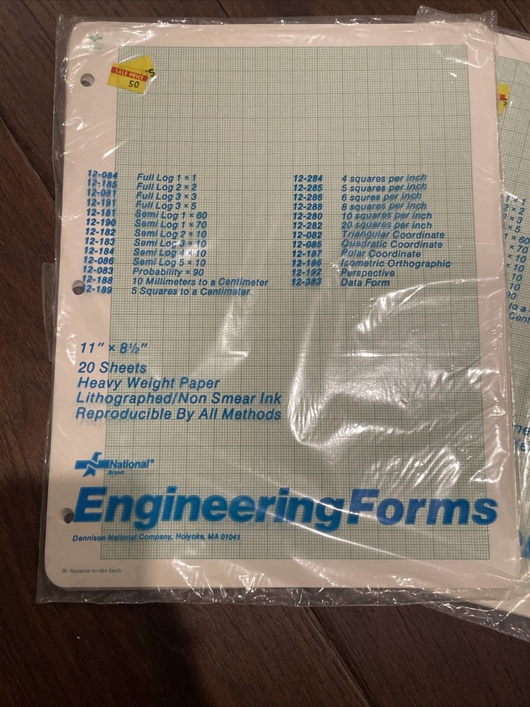National Engineering Forms 12-282 20 Squares per In Graph Paper 4-Pack