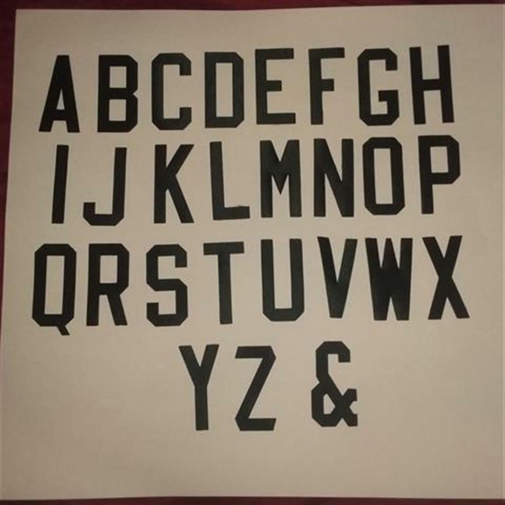 3" BLACK Twill Letters for Jersey Nameplates - Plain Block Alphabet