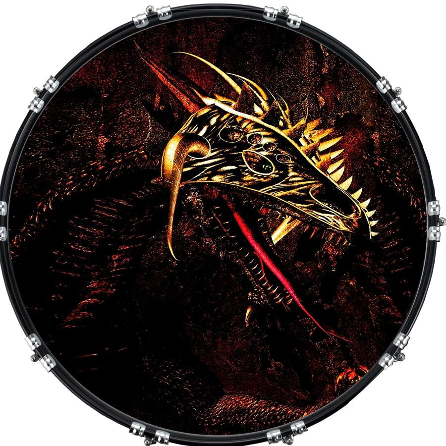 20" Custom Bass Kick Drum Front Head Graphic Graphical Dragon 5