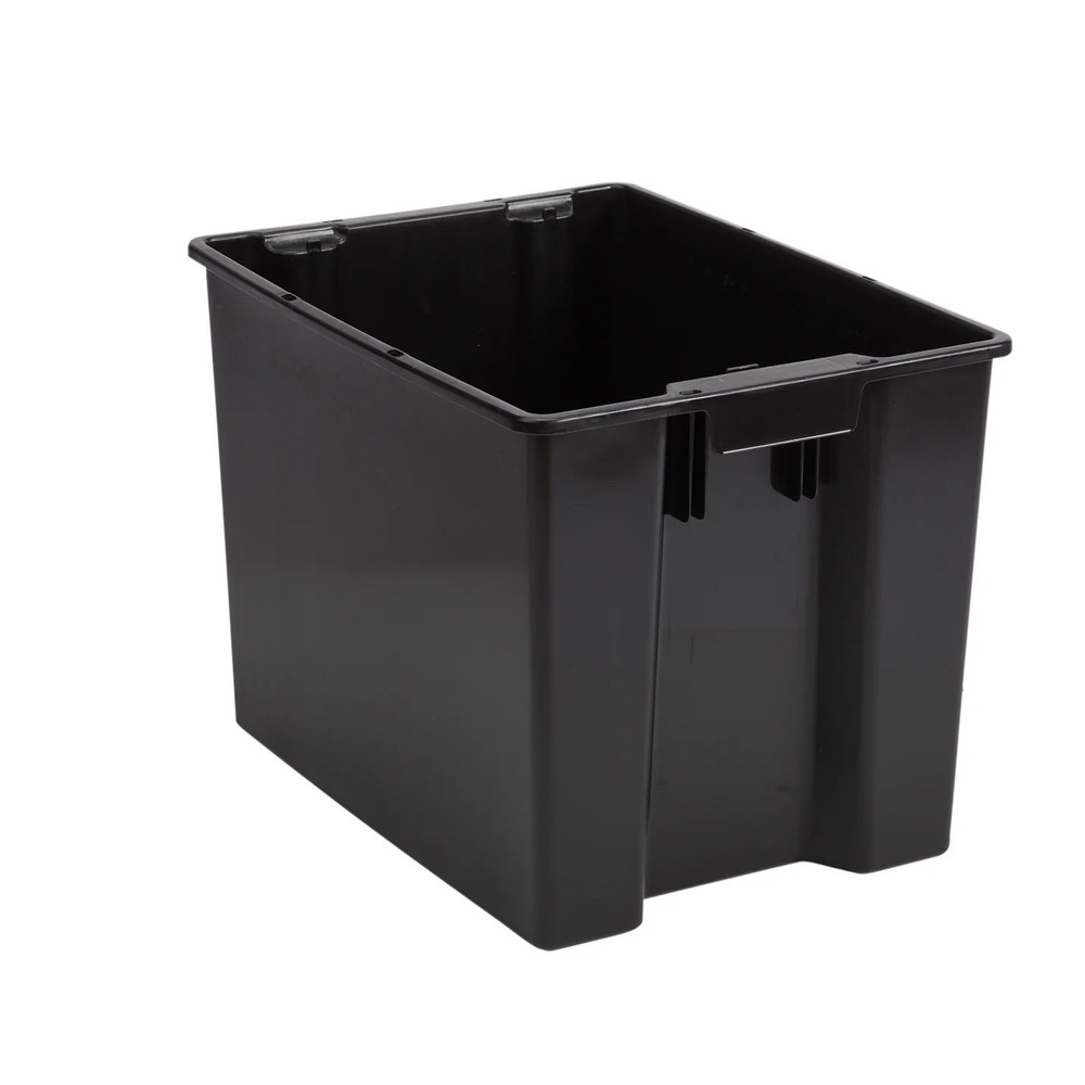 Hyper Tough Garage Plastic Storage Bin Large Nesting Stacking, Black