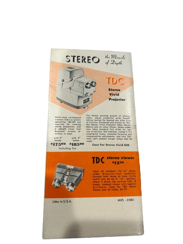 Three Dimension Co. TDC Vivid Slide Projector - vintage Sales Brochure