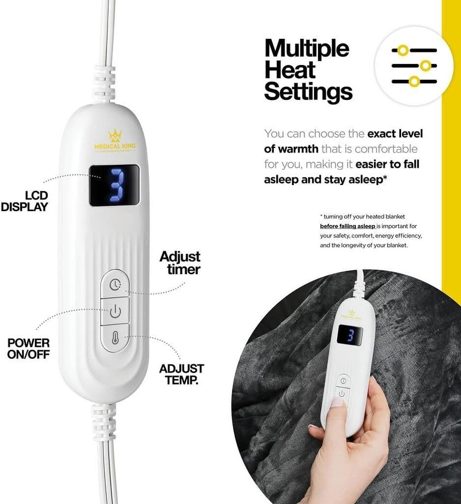 Electric Blanket Throw Fast Heating with Hand Controller 10 Heating Settings