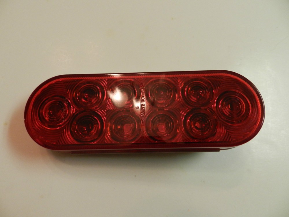 (2) RED 6" Oval LED 10 Diode Tail Light w/grommet & plug Truck Trailer Optronics