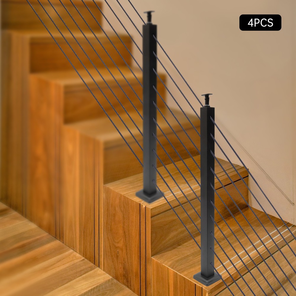 4-Piece Balustrade Post Set, Cable Railing Posts, 304 Stainless Steel Stair Post