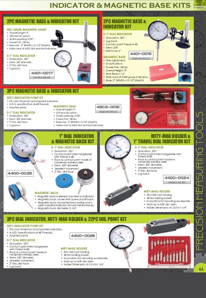 1" DIAL INDICATOR & STANDARD PRO MAGNETIC BASE SET (4401-0017)
