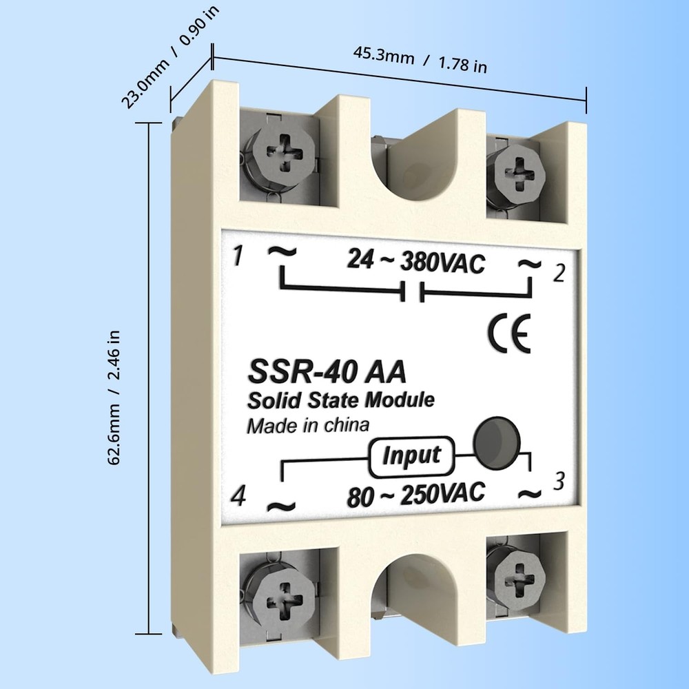3 PCS SSR-40DD Single Phase Solid State Relay Input 3-32V DC to 12-220V DC