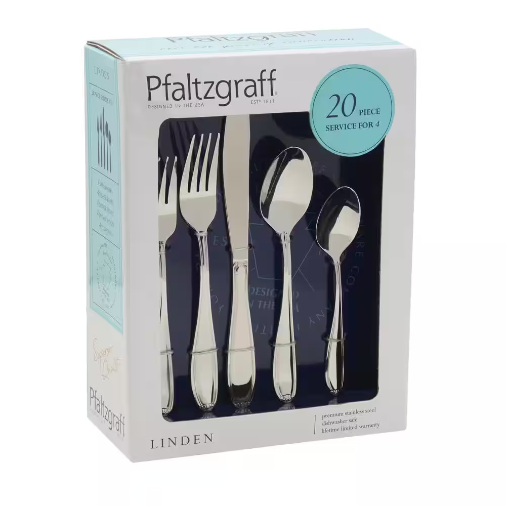 Linden 20-Pc Flatware Set, Service for 4, Stainless Steel