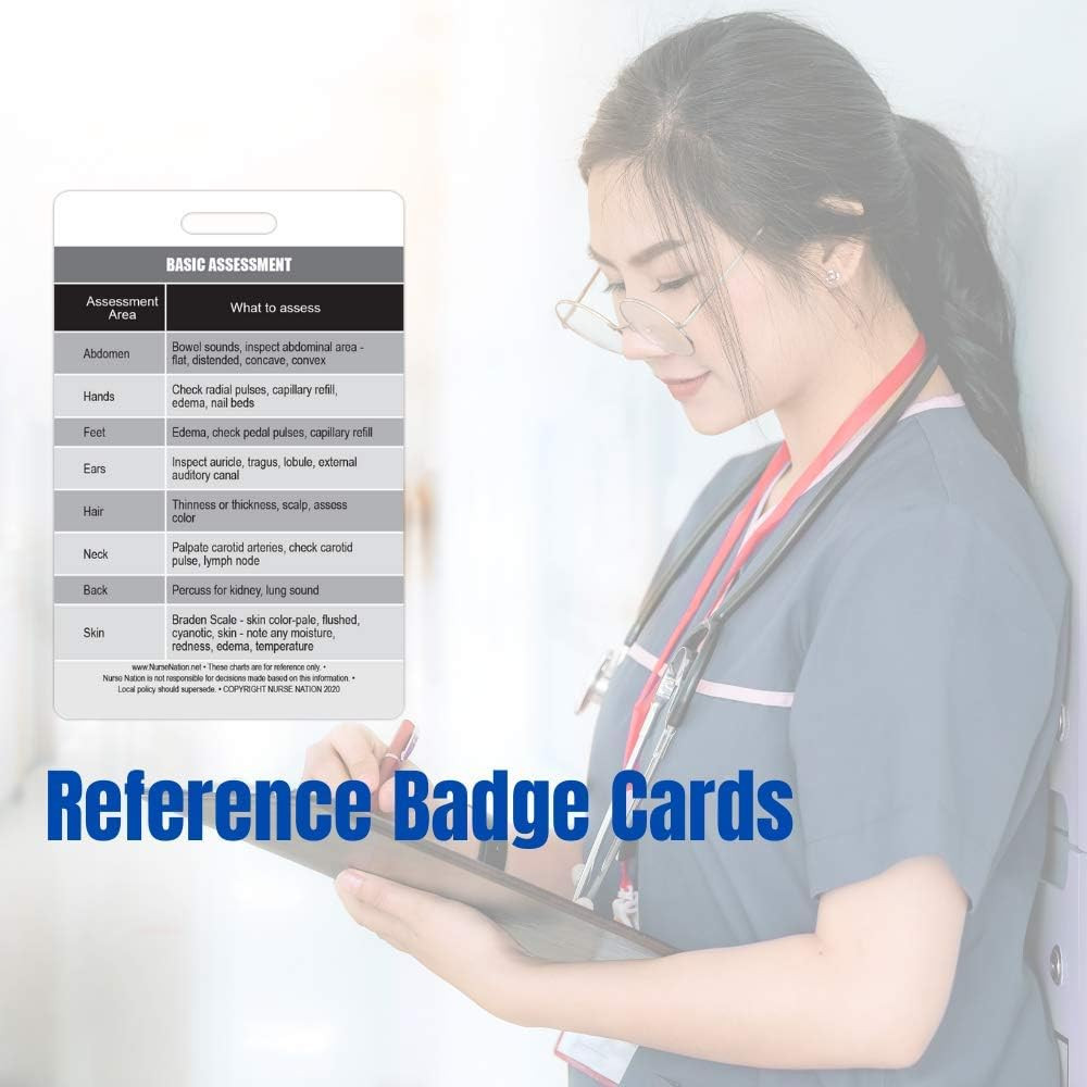 Basic Patient Assessment Reference Vertical Badge Card - Excellent Resource for