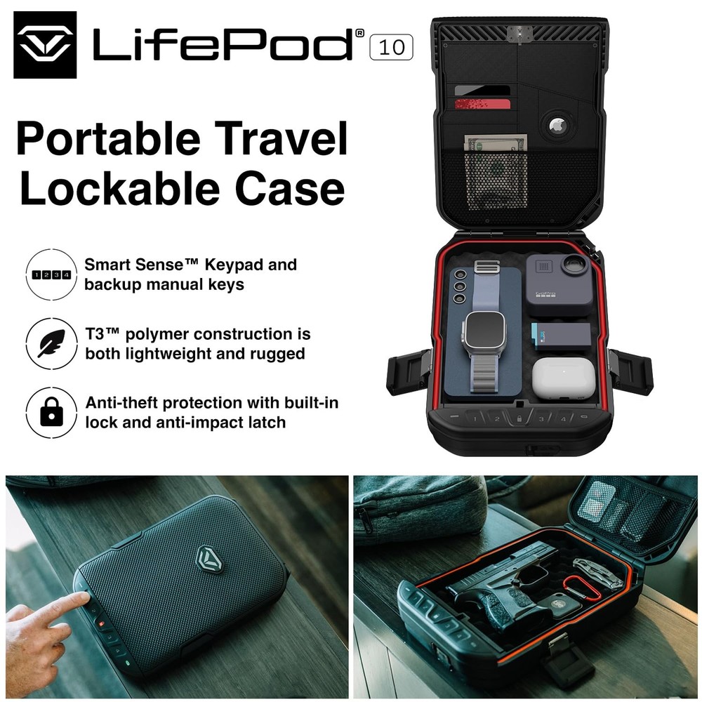 Lightweight Rugged Lockbox - TSA Compliant Touch Activated Safe
