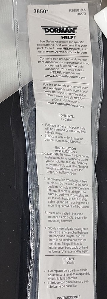 Dorman 38501 Tailgate Cable 18 In. Compatible with Select Ford / Mercury Models