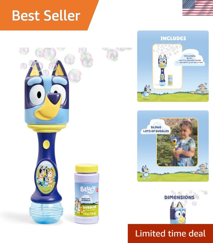 Delightful Bluey Bubble Wand with Music and 4oz Bubble Solution Inside!