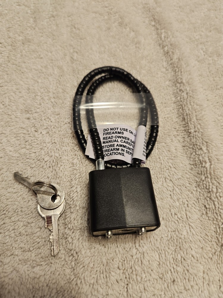 Gun Lock, Cable Style, 2 Keys, Black Cable, 30mm