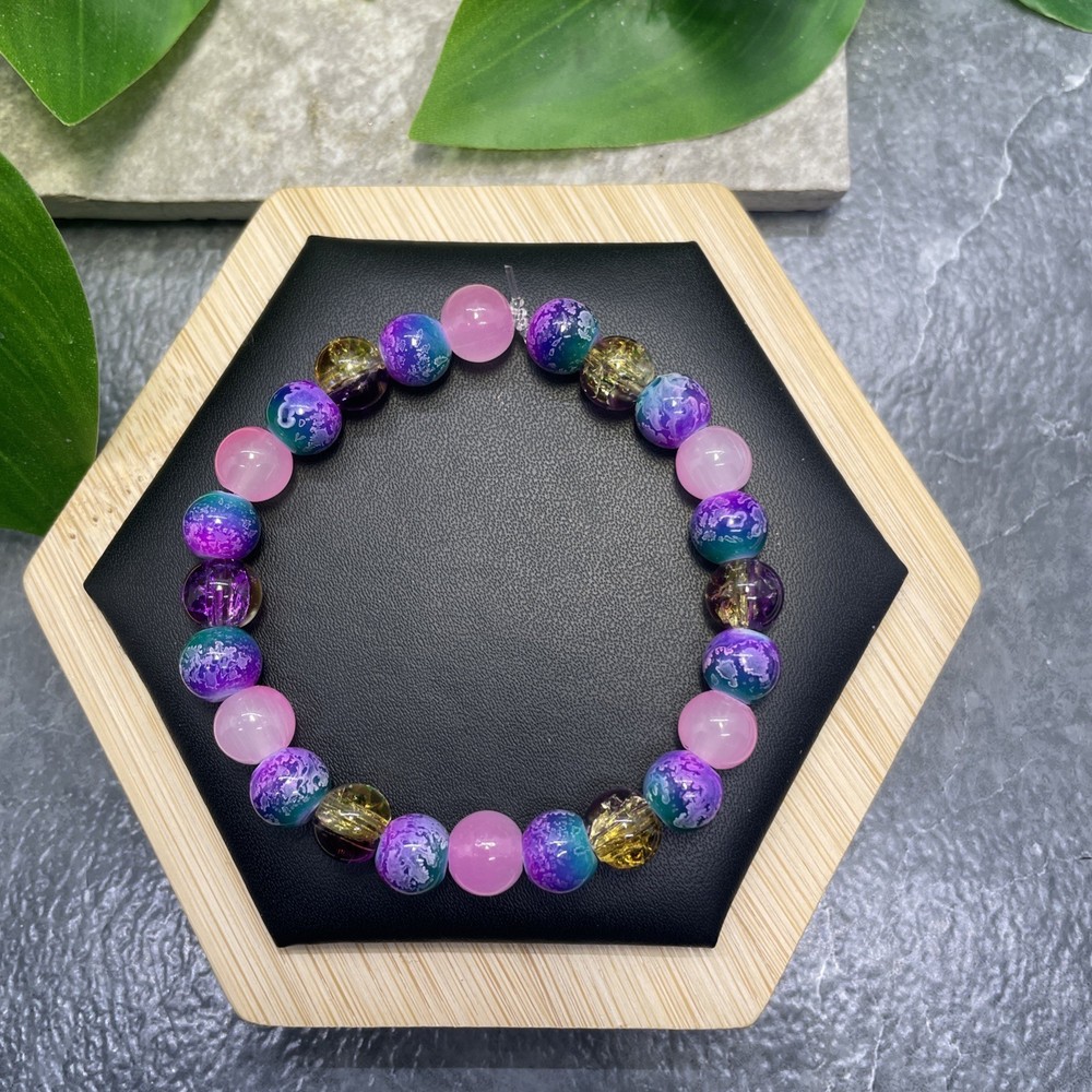 Handmade Bead Beaded Stackable 6.5” Plus Stretch Bracelet New Free Ship C1299