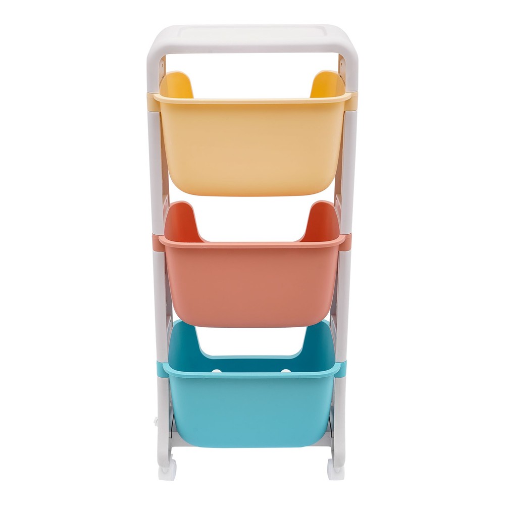 Storage Organizer, 3-Tier Stackable Rolling Cart, Storage Bins Organizer+Wheels