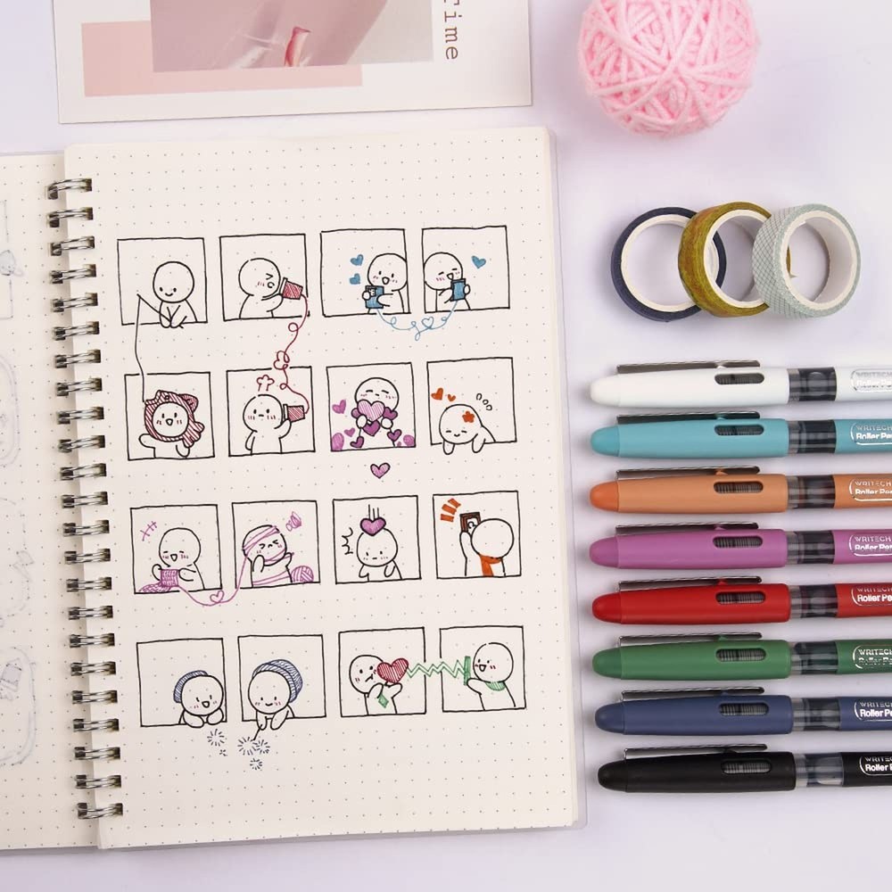 WRITECH Liquid Ink Rollerball, 0.5mm Extra Fine Point, Smooth Writing Quick D...