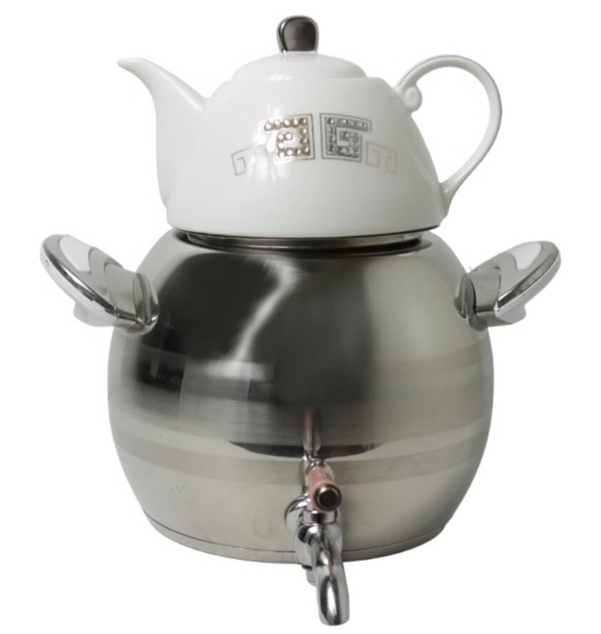 Modern Large Classic Samovar 5.5 Liter Tea Maker Water Kettle Heavy Thick Sta...