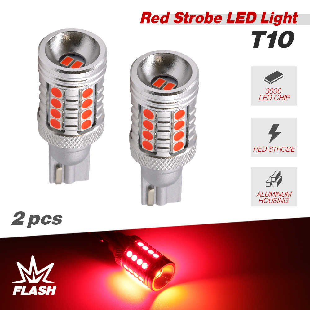 T10 921 Strobe LED Red 3rd Third Brake Light/ Center High Mount Stop Lamp Bulbs