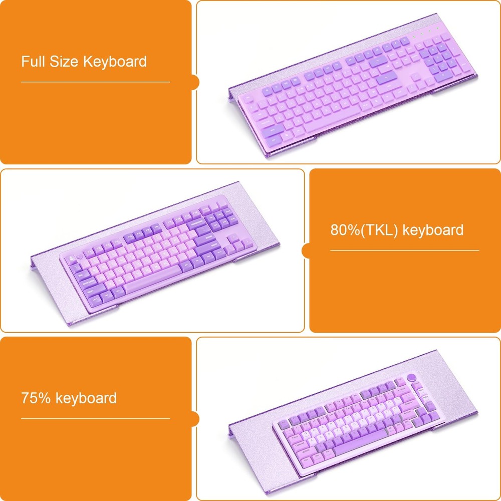Ergonomic Computer Keyboard Stand - Glitter Purple Acrylic Keyboard Riser Til...