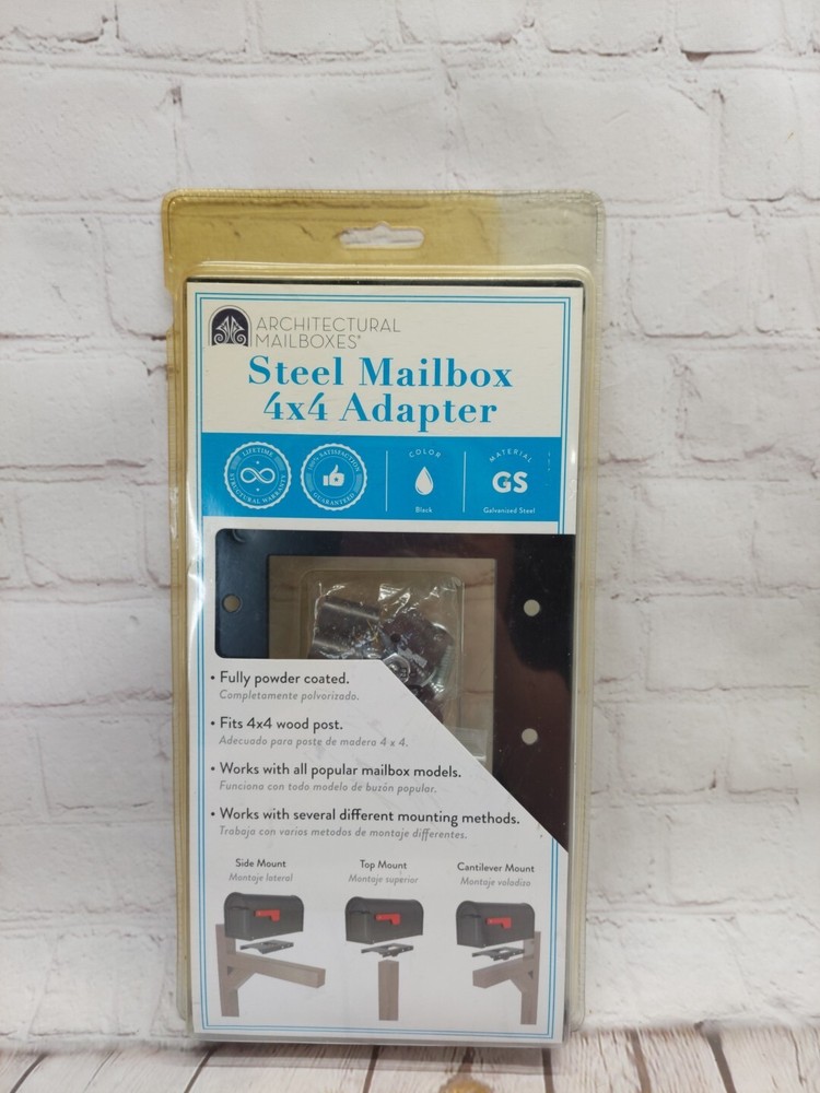 Steel Mailbox Black 4" x 4" Post Adapter 3 Mounting Options